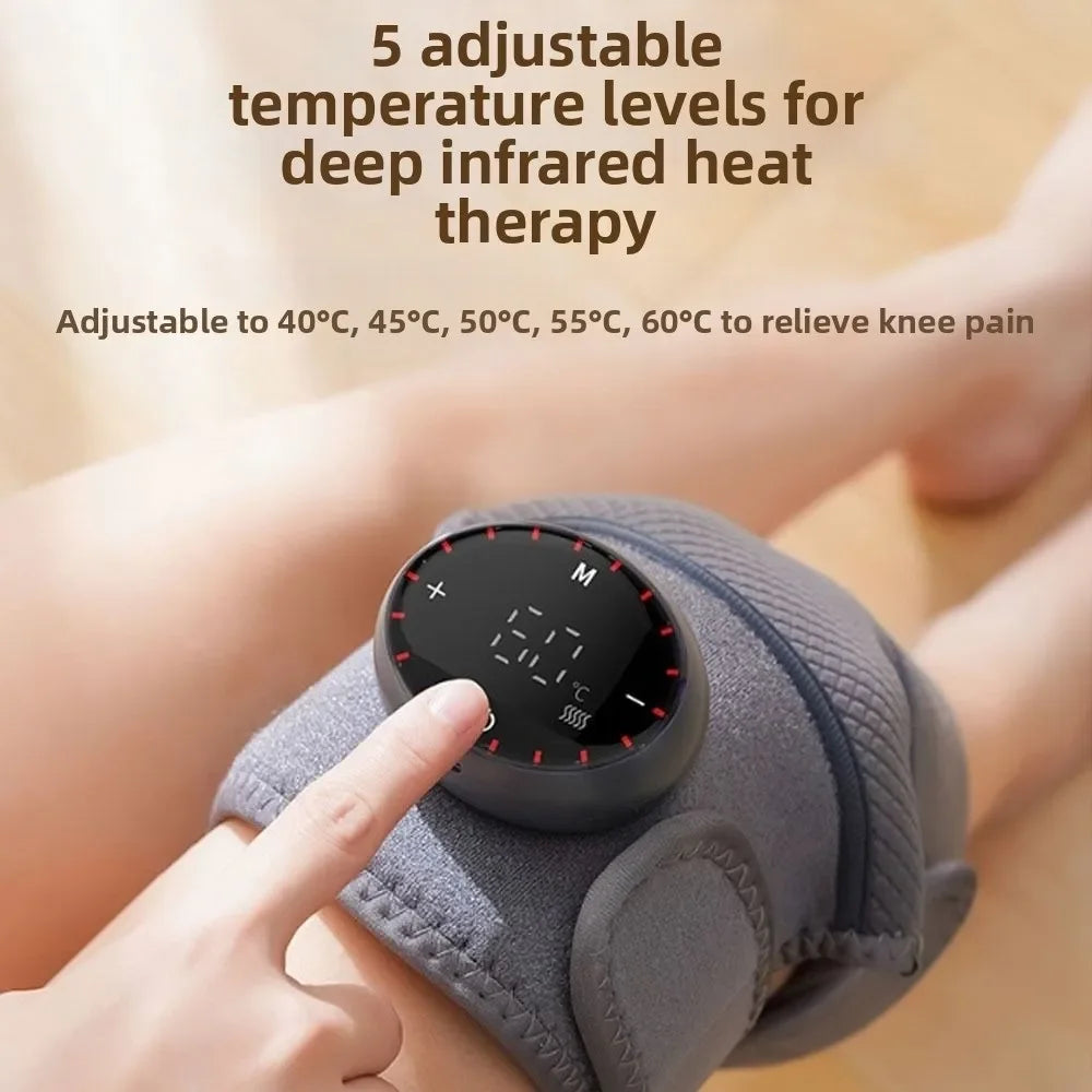 Deep Muscle Relief Electric Knee Massager Breathable 5 Temp Levels Cordless Heated Knee Brace 3 Modes