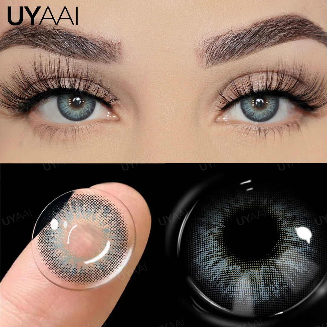 UYAAI 1 Pair Brown Natural Colored Eye Lenses Gray Fashion Lenses Blue Eye Lens Green High Quality Cosmetics Color Contacts