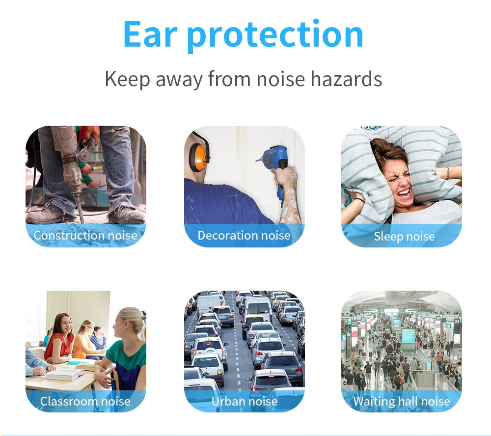 TISHRIC Earplugs Soft Sponge Ear Plugs Noise Reduction Sleeping Earplug  Travel Noise Reduction Rate 35.5db Sound Insulation