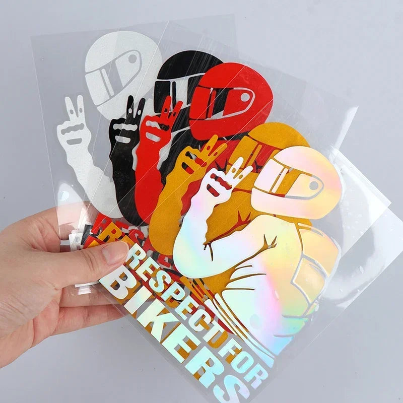 Respect for Bikers Car for Bikers Personality Laser Reflective Sticker Motorcycle Rider Electric Friends Creative Tools Amagi