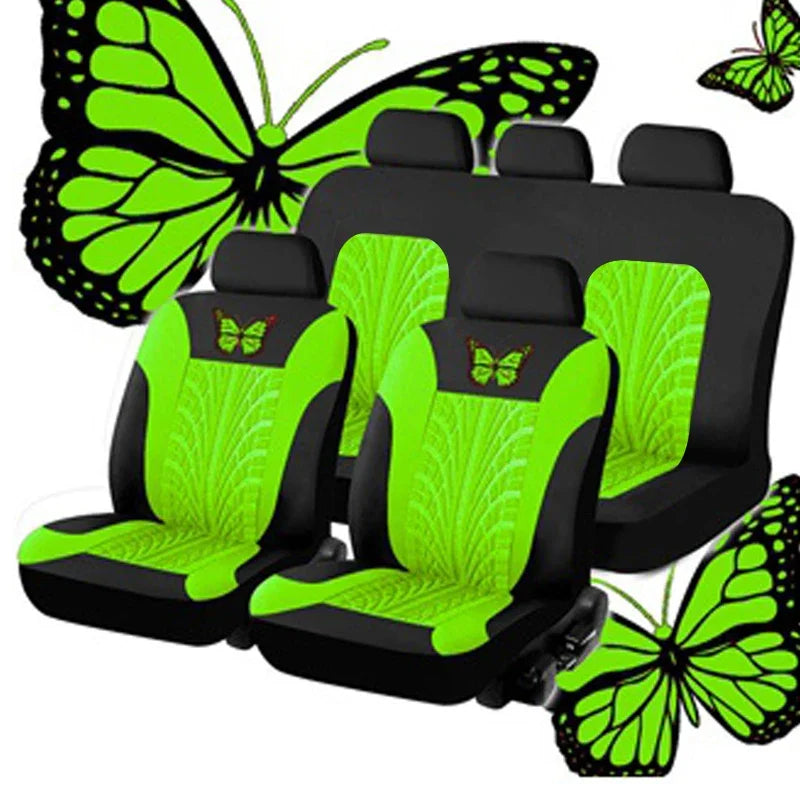Butterfly Glamour Car Seat Cover Set Premium Bronzing 9-Piece Universal Fit for 5 Seats Fashionable Design Durable Comfortable