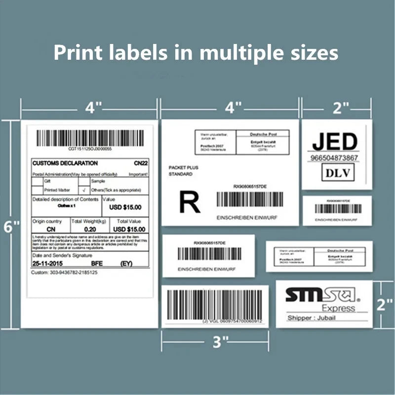 ZJiang 4x6 Inch Desktop Thermal Shipping Label Printer 40-110mm Width Express Package Sticker USB BT Barcode ZJ9200 Maker