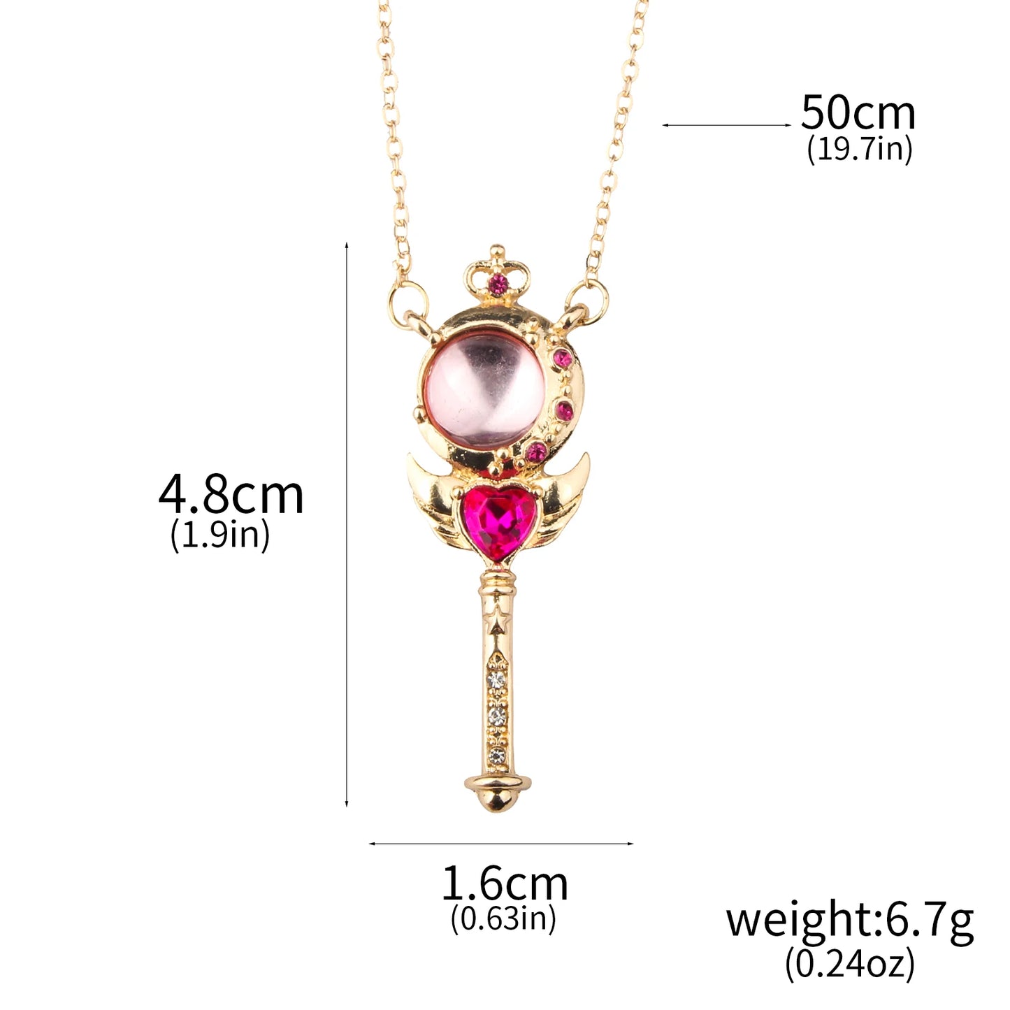 Anime Sailor Moon Necklace Love Wings Magic Stick Pendant Necklace Girl Jewelry Gift Cosplay Prop Choker