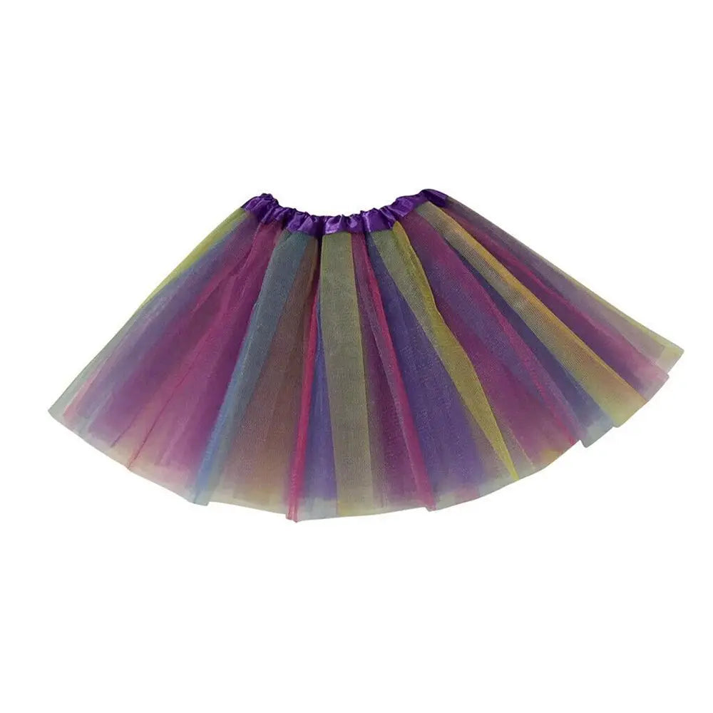 Girls Rainbow Tutu Skirt Dance Party Ballet Tulle Tutu Skirt 2-8 Years 3 Layers Princess Birthday Party Dress