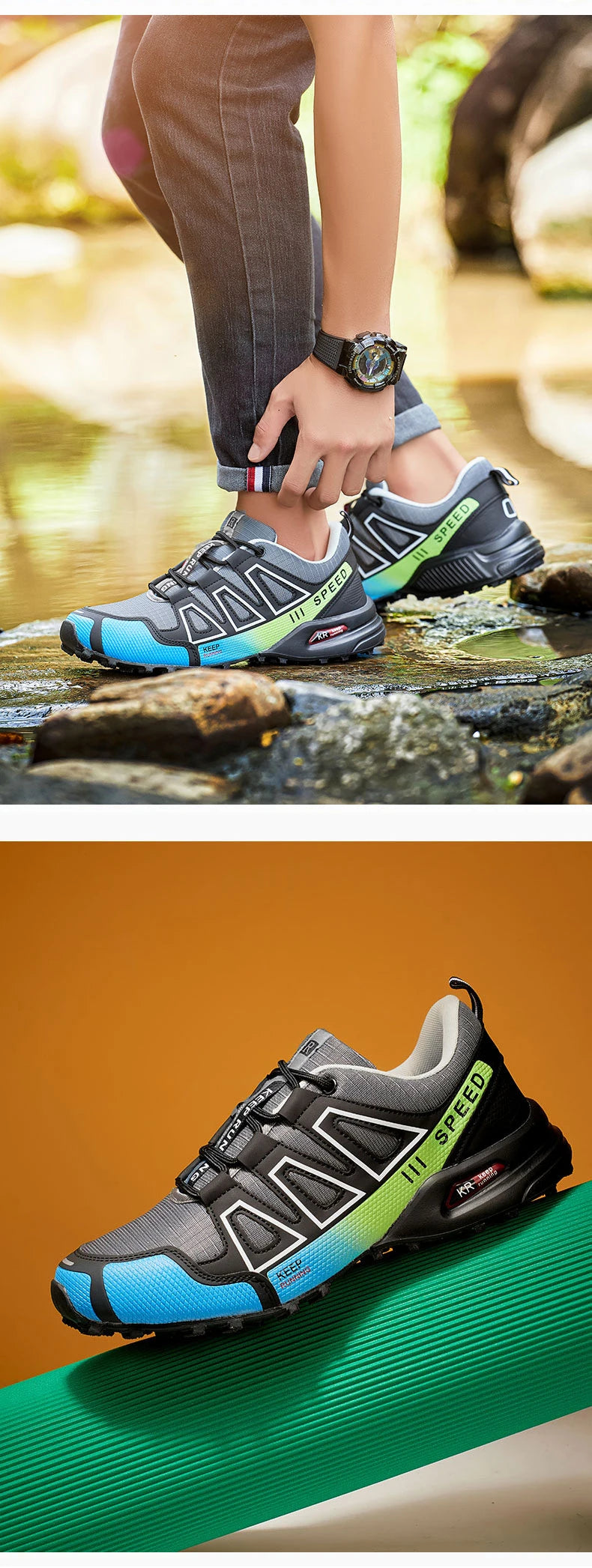 Men's Outdoor Hiking Shoes Off-Road Non-Slip Anti-Collision Breathable High-Quality Men's Boots Lockless Casual Cycling Shoes