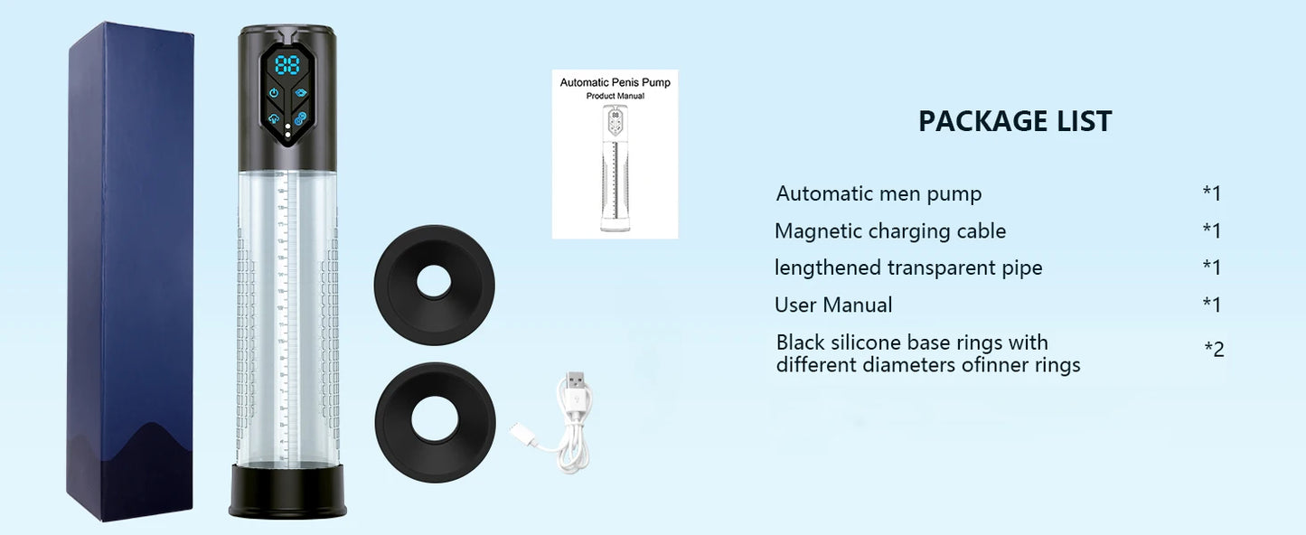 HESEKS Vacuum Sucking Electric Penis Pump Air Water Penis Extender Dick Training Automatic Male Masturbator Sex Toy for Men 18+