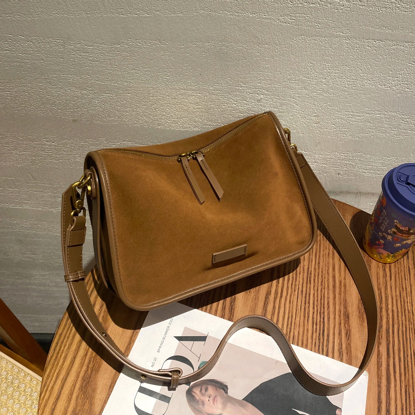 Suede Cowhide fashion ladies shoulder cross coffe bag luxury designer women brown handbag angola red