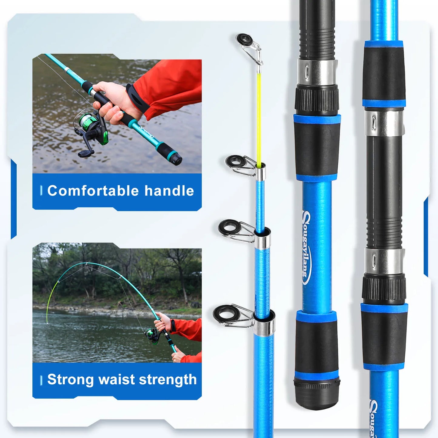 Sougayilang 1.8M Spinning Fishing Rod M Power Telescopic Children Fishing Telescopic Rock Fishing Pole Carp Feeder Surf Beginner