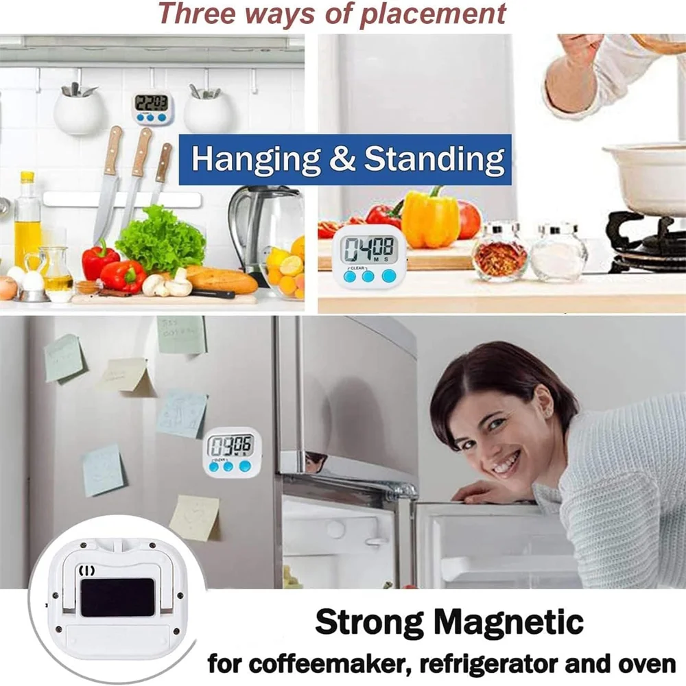 Multi-Function Electronic Timer, Big LCD Display The Loud/Silent Switch Countdown Timer, In Break Time, Cooking, Gym, Meeting