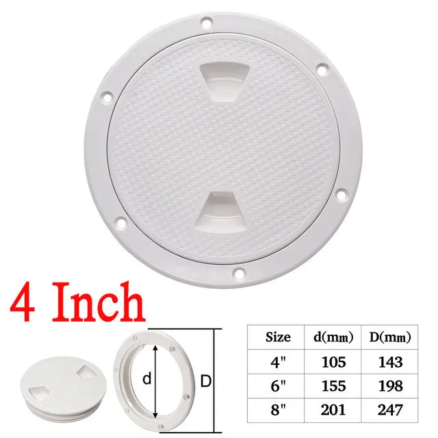 4 6 8inch ABS Hatch Cover Round Deck Inspection Access Plastic White Black Boat Screw Out Deck Inspection Plate For Yacht Marine