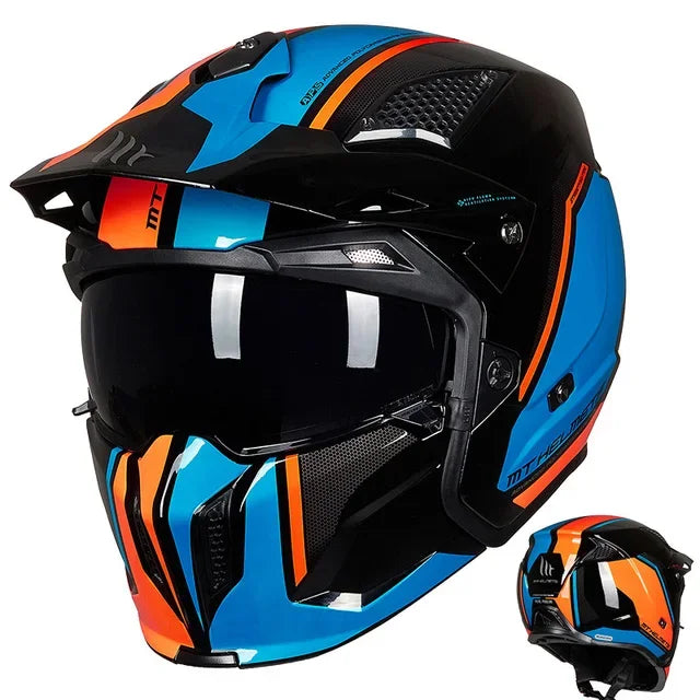 Spanish MT Streetfight Motorcycle Helmet Retro Street Fighter Combination  Four Seasons Detachable Full Face