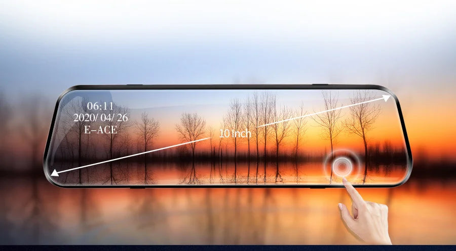 Acceo Car Dvr 10 Inch Touch Screen RearView Mirror Video Recorder Auto Registrar Support Black box Camera Night Vision Dash Cam