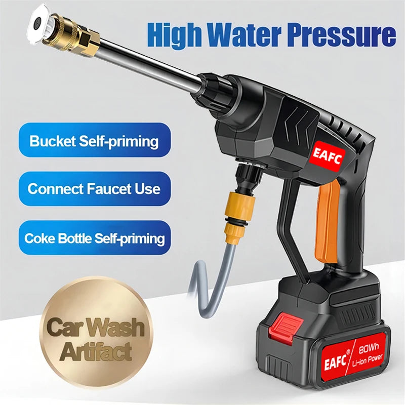 500W Wireless Portable Pressure Washer 21V High Pressure Cleaner Cordless Handheld Auto Spray for Cleaning Home Garden Jet Gun