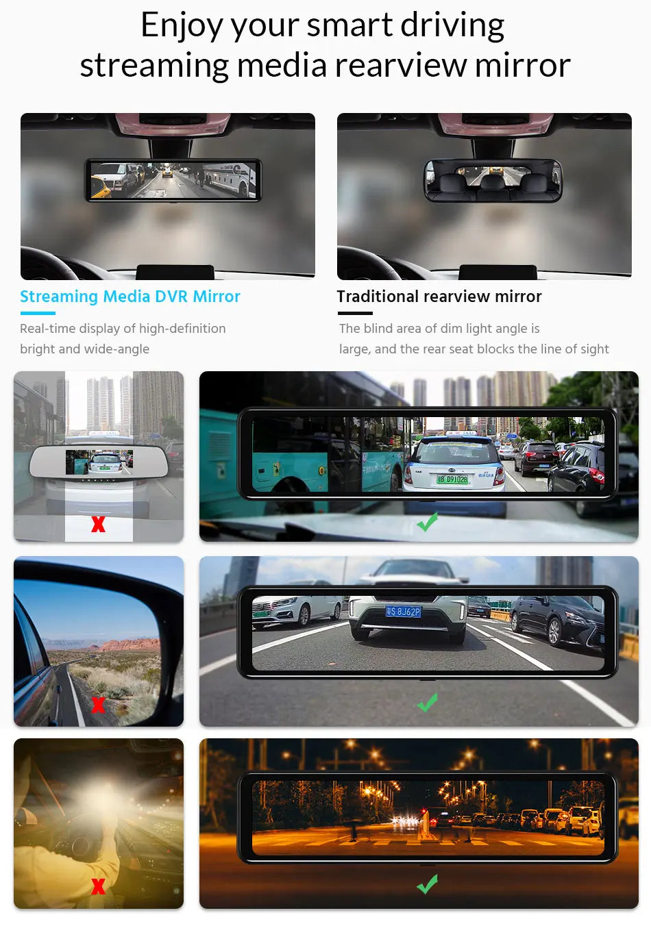 ACCEO 4K WIFI Dashcam 12Inch Car DVR RearView Mirror Recorder Dash Cam Support 1080P Sony Black Box Rear View Camera Acesssories