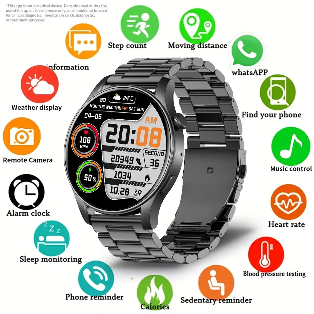 SENBONO 2024 AMOLED Men's Smart Watch 1.43 Inch Large Screen Sport Watch 24H Real-time Heart Rate Bluetooth Call Smartwatch Men