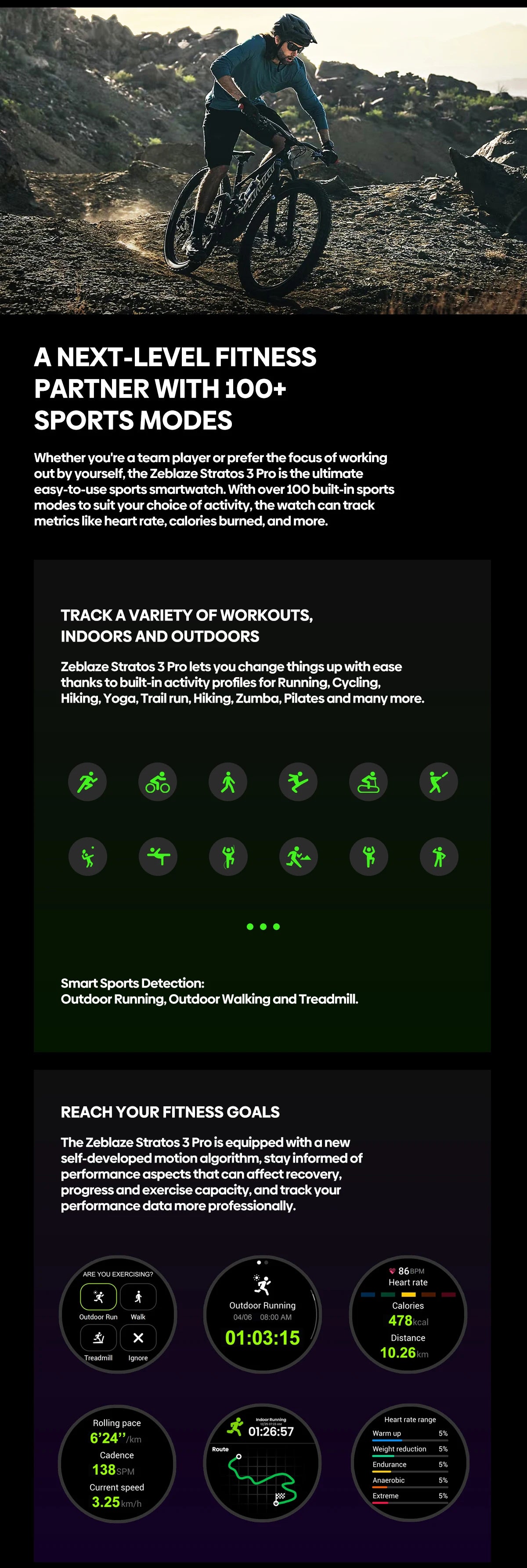 [2024 World Premiere] Zeblaze Stratos 3 Pro GPS Smart Watch Built-in GPS 1.43'' AMOLED Display Bluetooth Phone Calls For Man