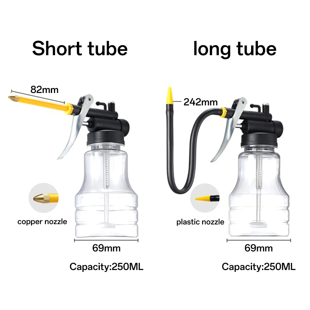 250ml transparent high-pressure Oil Cans Oiler Grease Guns butter hose manual high-pressure pump oiler grease gun