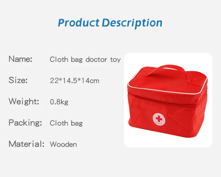 Children's wooden makeshift home simulation medicine box doctor set nurse boy girl baby role-playing toy