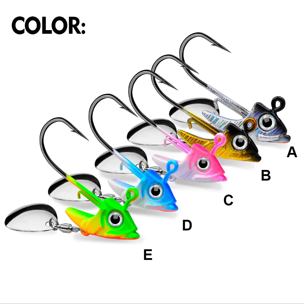 5pcs High-Performance Lead Jig Head Crank Hooks for Soft Worm Wobbler Lure Fishing - 7g to 15g - for Catching More Fish