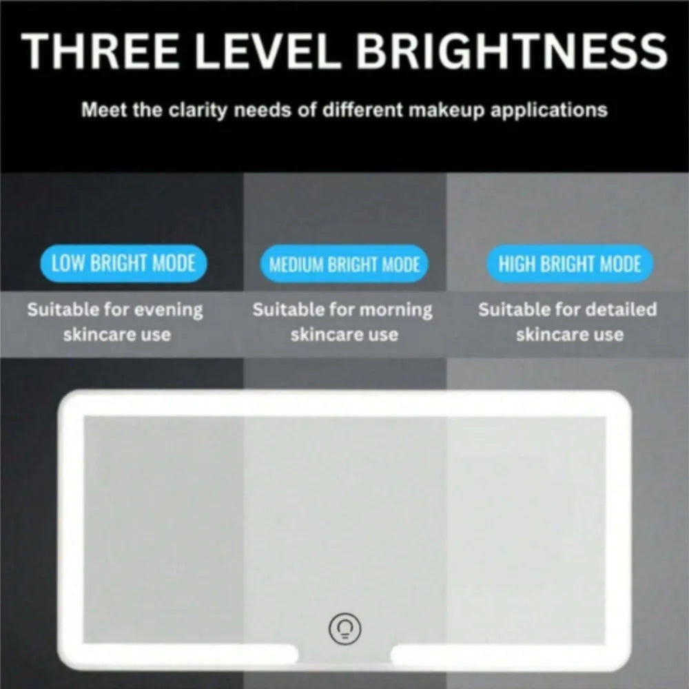 HD Mirror Car LEDMakeup Mirror Three Gear Adjustment Sun Visor Plate Interior RearMirror Dimmable Touchscreen Auto Vanity Mirror