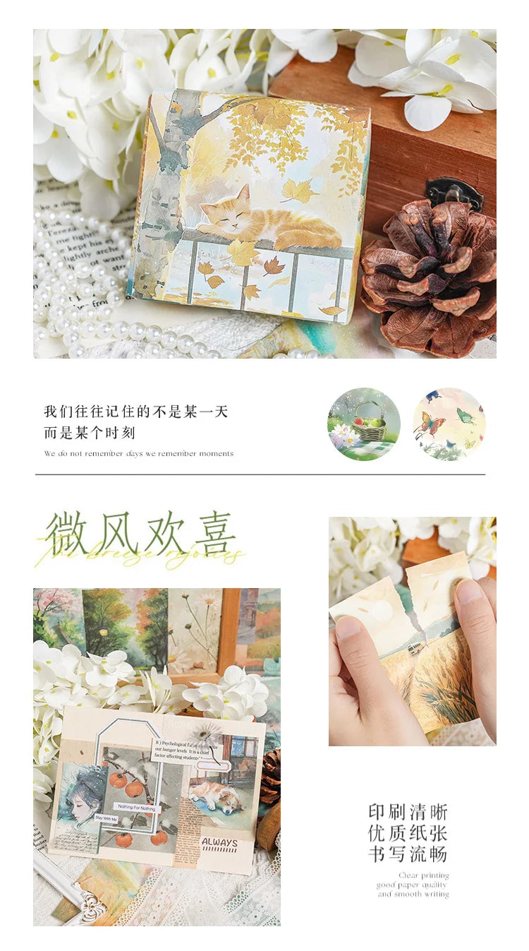 200 sheet Four Seasons Landscape material paper Decor Diary Album Scrapbooking material Background paper junk journal supplies