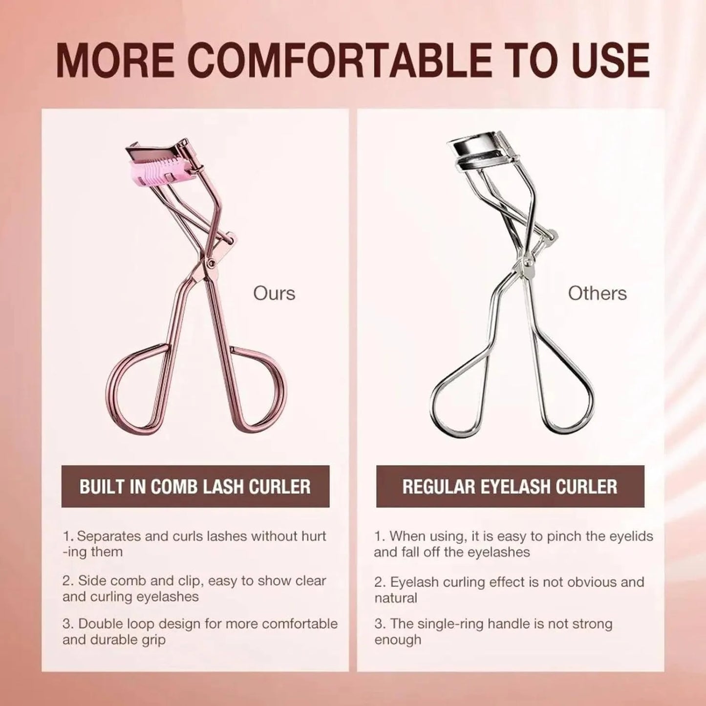 Professional Rose Gold Eyelash Curler Eyelash Makeup Tools Women's Cosmetics Accessories Quick Styling Compact And Portable