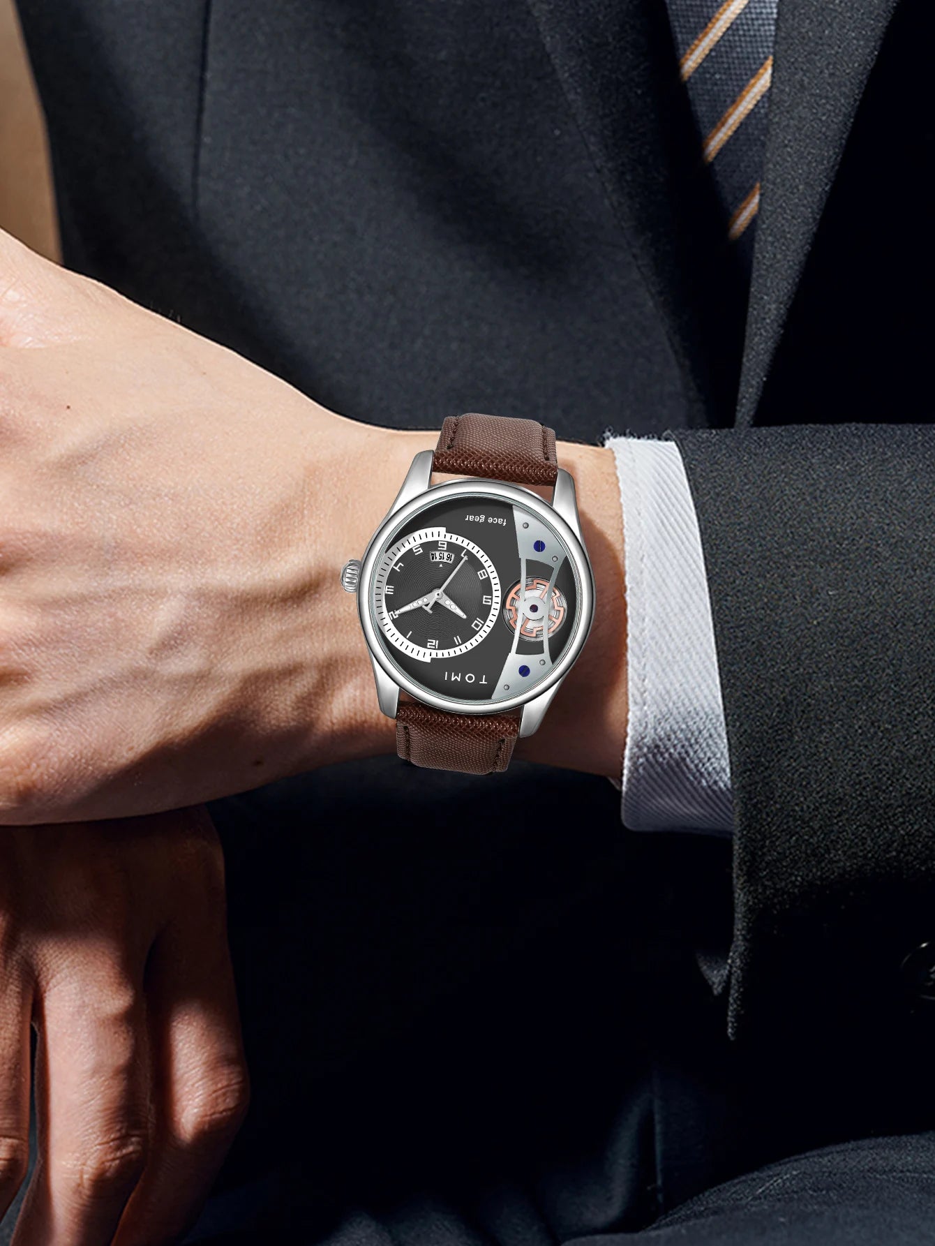 TOMI Set Gift Box for Men's Minimalist Business Quartz Watch Luxury Versatile Double Strap Detachable Watch Festival Gift