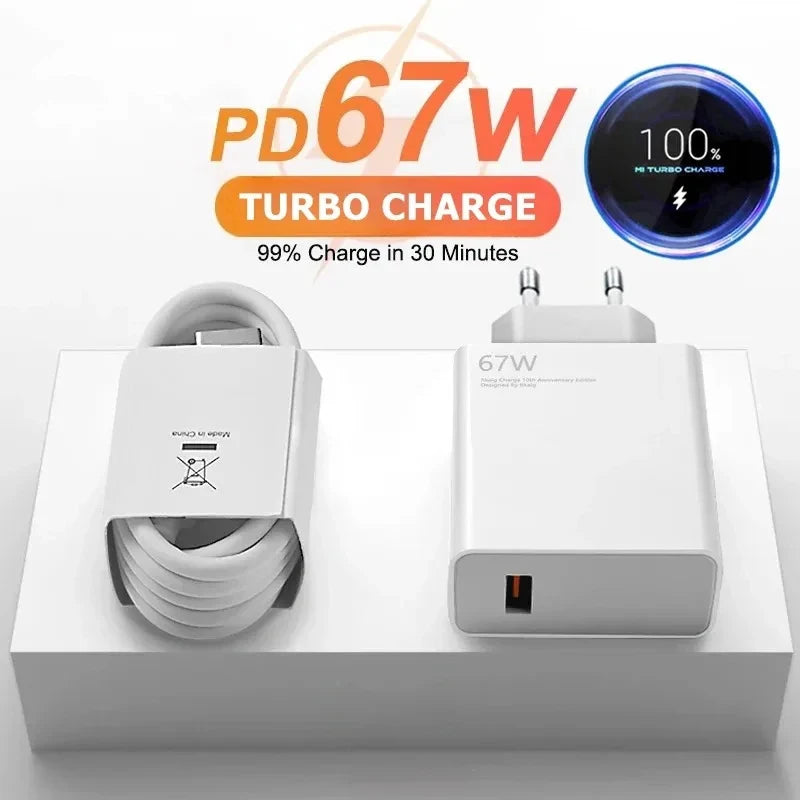 USB GaN Charger Quick Charging QC3.0 Fast Charging with 6A Cable Charger Adapter For iPhone Xiaomi Samsung Oneplus Wall Charger