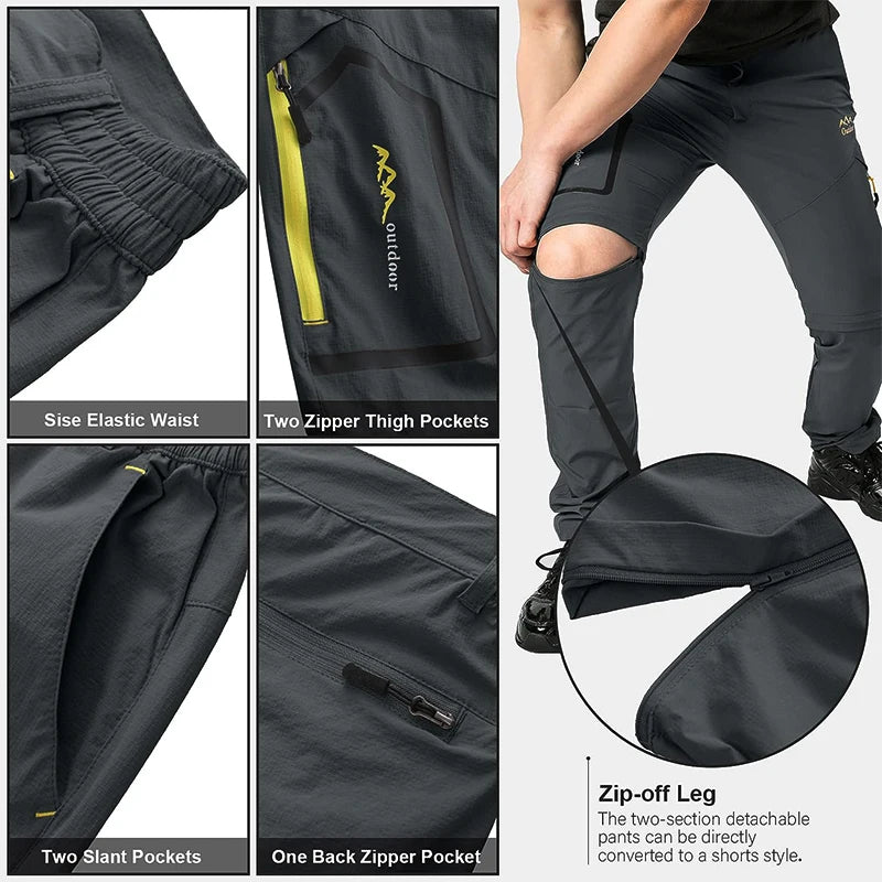 Spring Hiking Tactical Pants Men Waterproof Detachable Fishing Wear Climbing Clothes Quick Dry Anti-UV Trousers