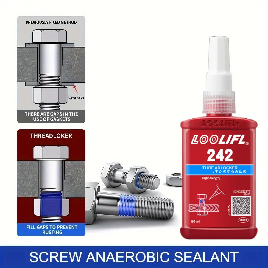 50ml Thread Locking Glue 242 Screw Glue Tightening Screws Prevent Loosening Rusting Caulking Temperature Resistance Anaerobic