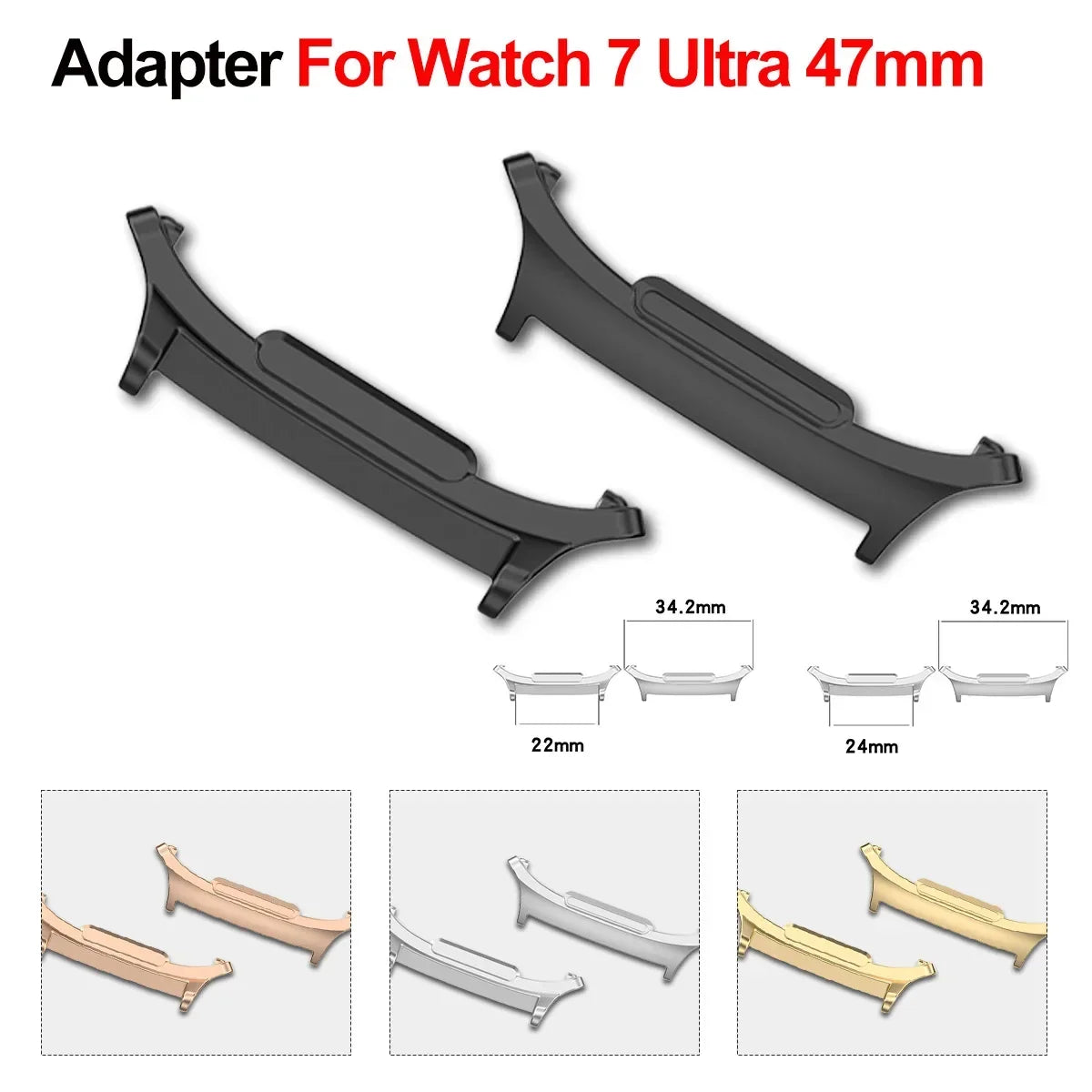 1Pair Metal Adapter For Samsung Galaxy Watch 7 Ultra 47mm Watchband Strap Connector Bracelet 316L Stainless Steel 22mm 24mm Band