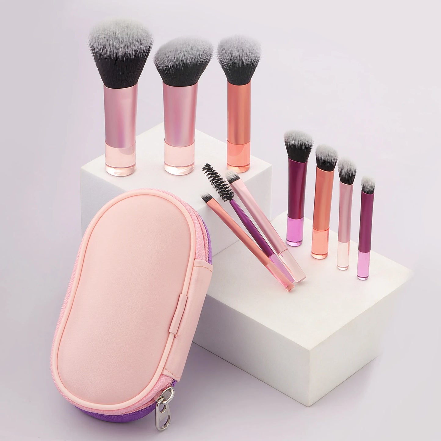 Makeup Brush Sets,10pcs Plastic Cute Portable Mini Multifunctional Makeup Brush Cosmetic Makeup Tool for Beginner
