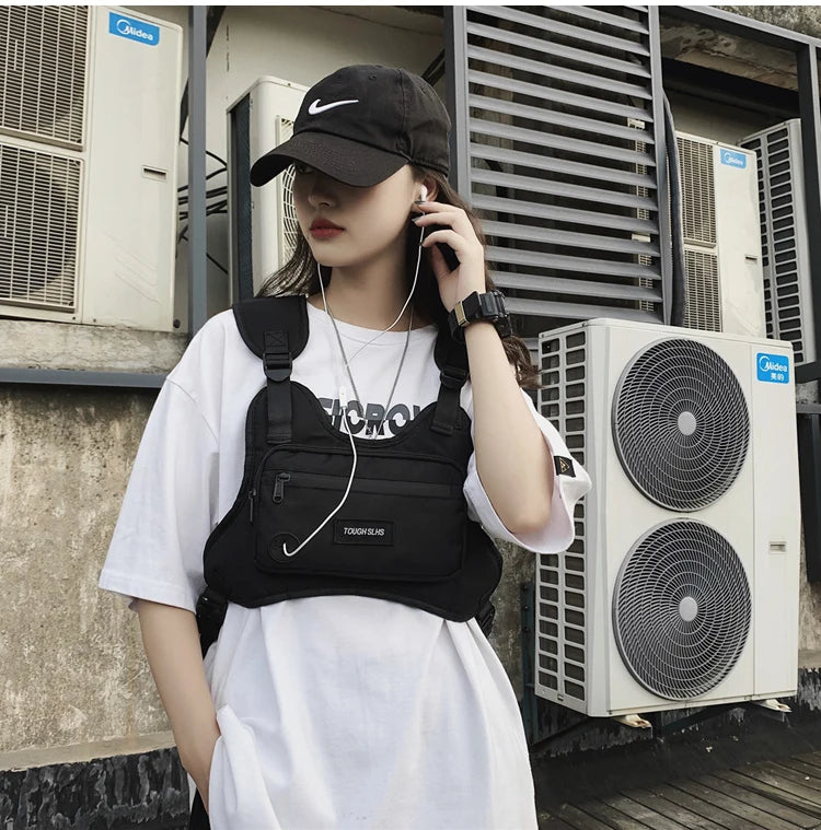 Trendy Street Men's and Women's Ches New Functional Workwear Tactical Fashion Vests Couples Running Sports Bag