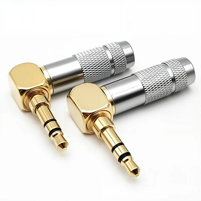 Right Angle Gold Plated 3.5mm for Soldering 3Pole Earphone Plug Audio Connector Electronics