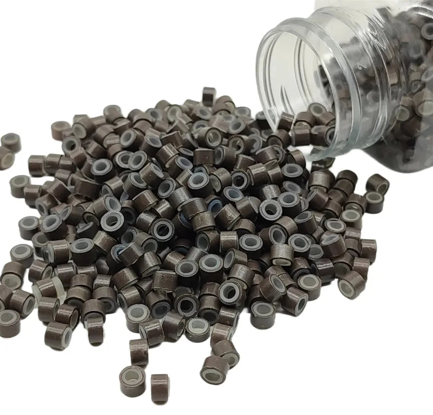 1000Pcs Hair Extentions Micro Rings Links Beads 5mm Silicone Lined Beads for Human Hair Extensions Tool-Multi-colored