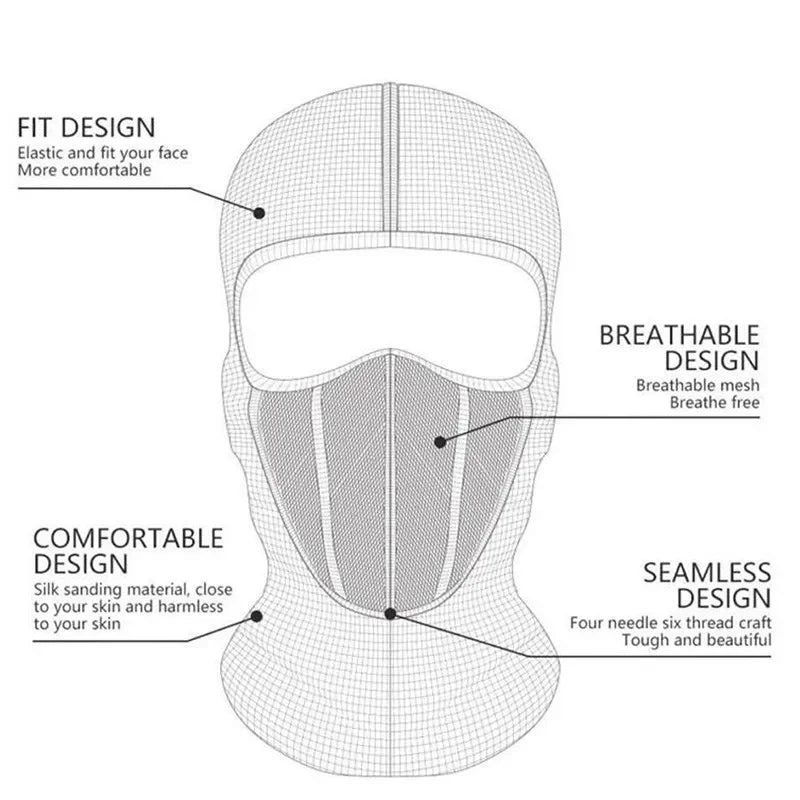 Motorcycle Full Face Mask Balaclava For Men & Women, Breathable Weather- Resistant Riding Sports Mask