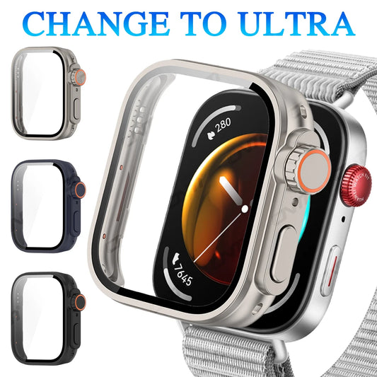 Change To Ultra Case for Huawei Watch Fit 3 Tempered Glass Case + Screen Protector for Huawei Watch Fit3 Upgrade to Ultra 2
