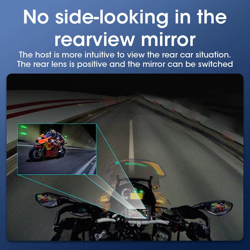Srnubi 7 inch Portable Motorcycle DVR LCD Display GPS IPX7 Waterproof For Wireless Apple CarPlay Android Auto Airplay Monitor