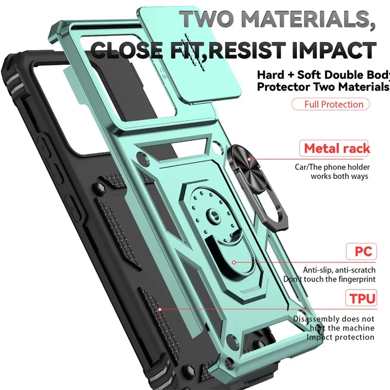 For Xiaomi 14T 13T Pro Case Ring Stand Car Magnetic Holder Phone Cover for Redmi 14C Case Shockproof Lens Protection Funda