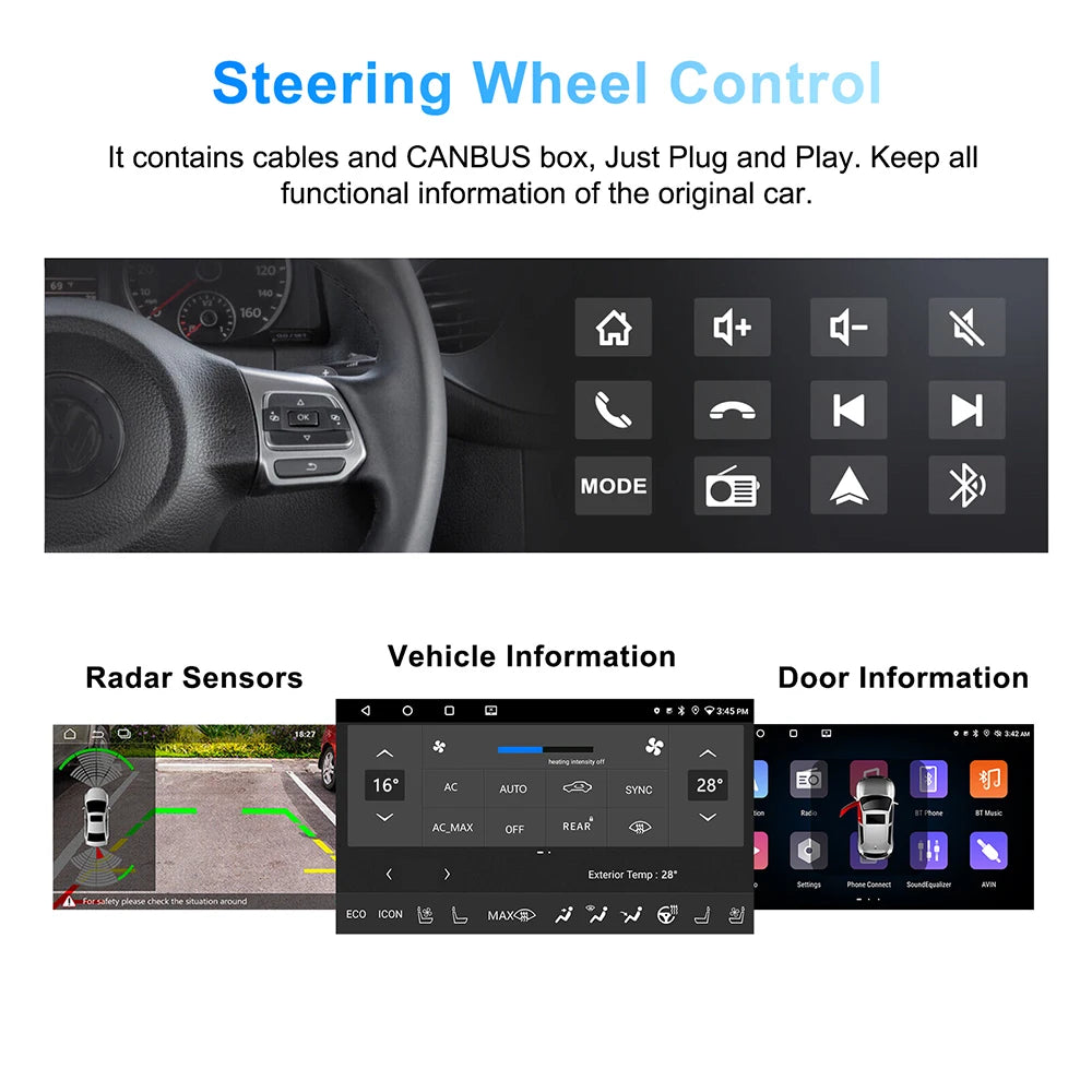 VW 9-inch Universal Android 11 Car Stereo CarPlay Head Unit Bluetooth FM Radio GPS for VW Passat Golf MK5 MK6 Jetta T5 EOS POLO