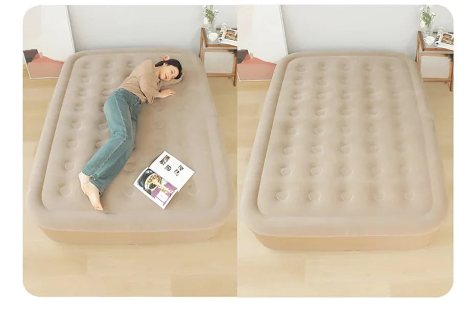 Glamping mats PVC inflatable sleeping mattress luxury 2 person camping bed mat built-in pump thicken mat interior air mattress