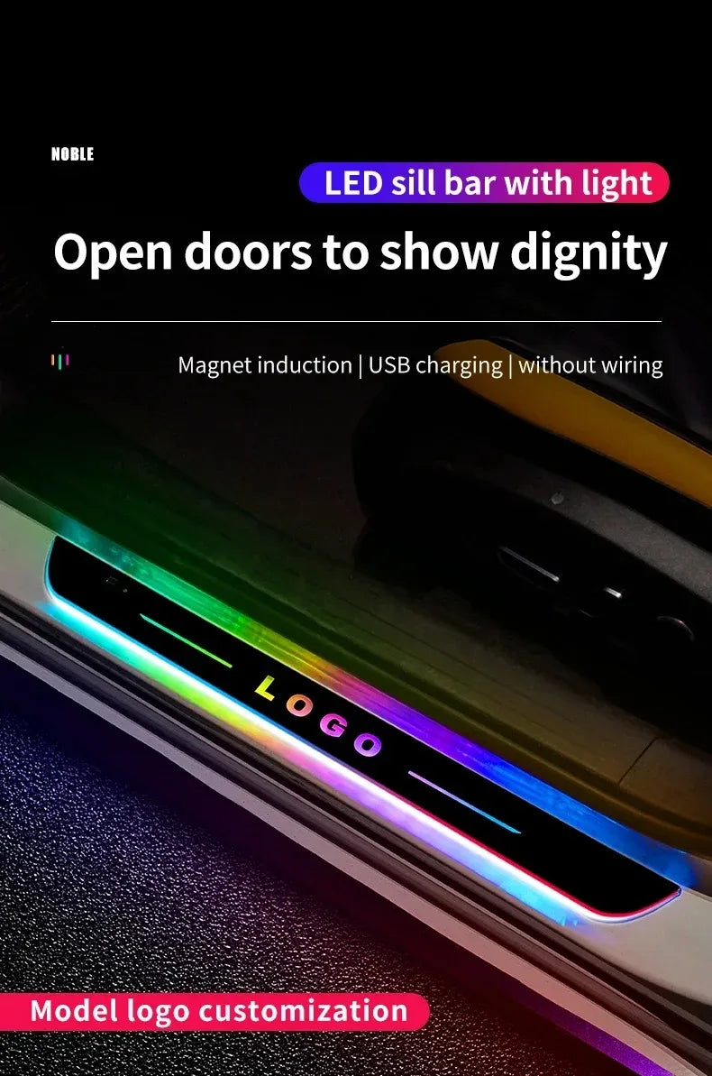 New style Car Door illuminated Sill light Logo Projector Lamp USB Power Wireless LED RGB Welcome Car Scuff Plate Pedal Light