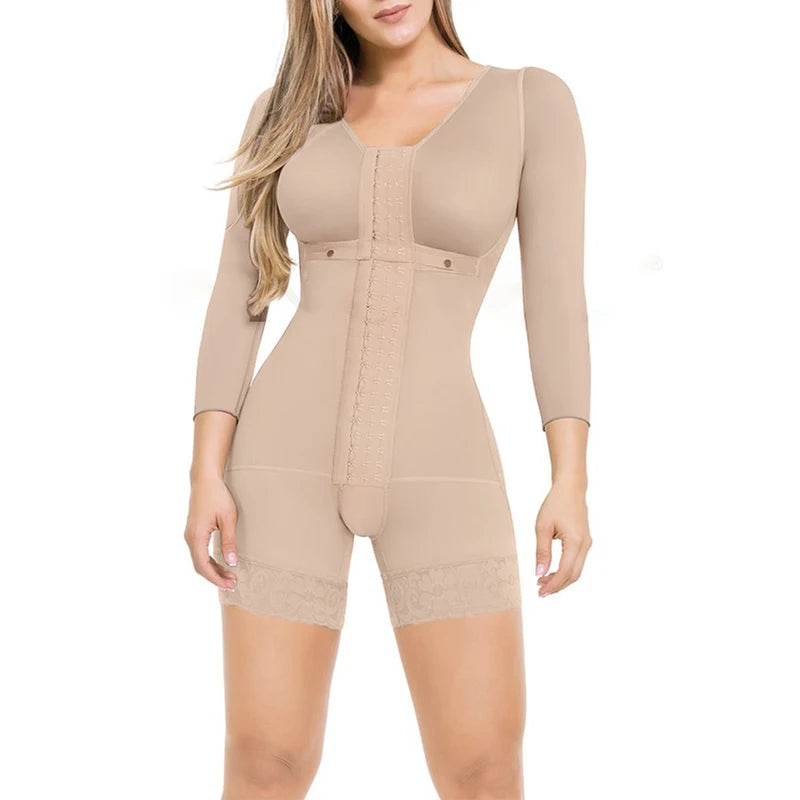 Women's Corset Firm Control Shapewear Full body Fajas Long Sleeves Waist Trainer Slimming Bodysuit Post Surgery High Compression