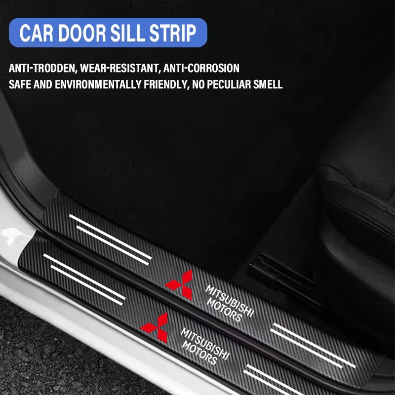Car Threshold Strip Carbon Fiber Sticker Car Door Sill Protector Accessories For Mitsubishi ASX Lancer EVO Pajero Outlander L200