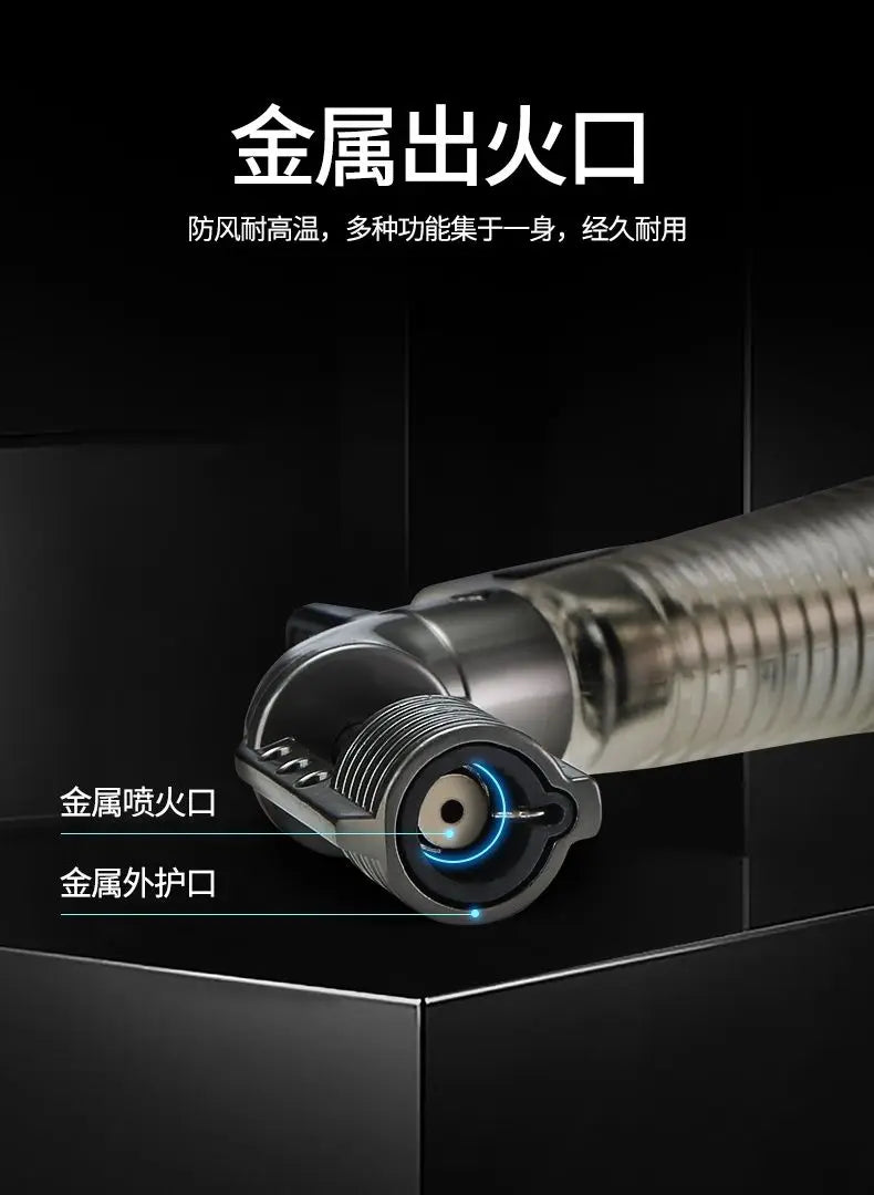 Metal Gun Tip Lighters Transparent Body Visible Gas Inflatable Lighter Portable Elbow Gun Lighter Ignition Gadgets