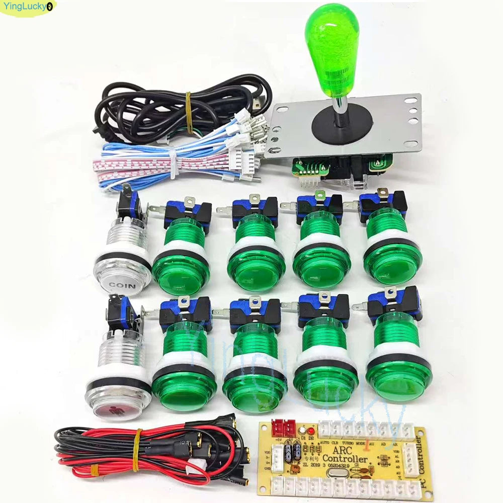 2 Player DIY Arcade Game Kit for PC Raspberry Pi with LED Push Buttons American Style Joystick USB Encoder Cables Mame Jamma