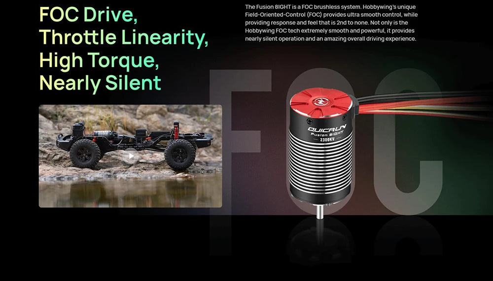 Hobbywing Quicrun Fusion 8ight 2-in-1 80a 2300kv Brushless Sensored Motor Esc Integrated For 1/8 Rc Car Rock Crawler Power Syste