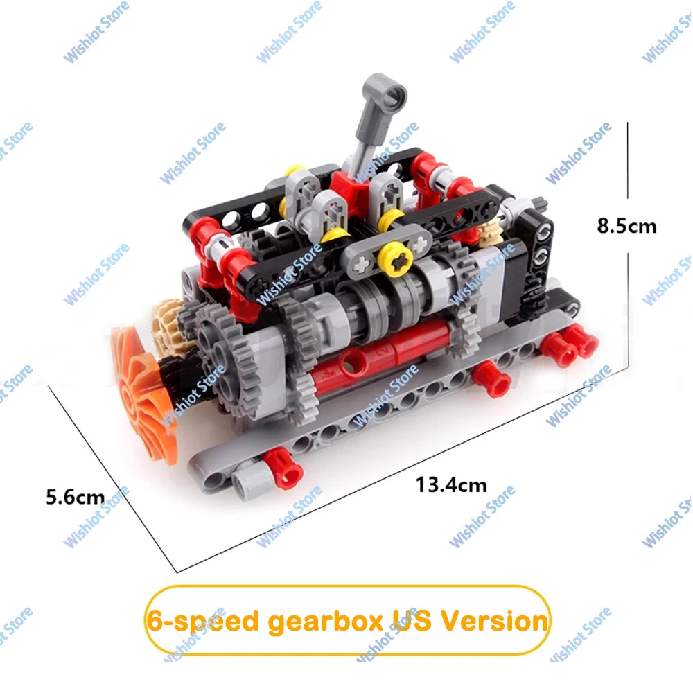 MOC 6 Speed Gearbox Engine Manual Transmission Model APP Control M Motor AA Battery Box 8883 8881 Building Block Power Functions