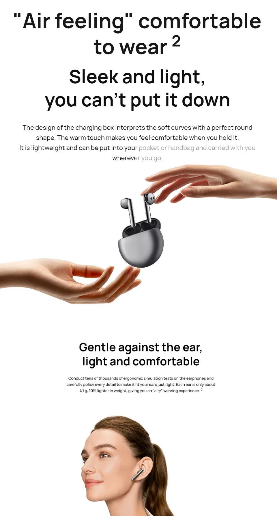 2024 Original Huawei FreeBuds 4E Earphones Bluetooth 5.2 True Wireless Headphone Open-fit Active Noise Cancellation 2.0 Earbuds