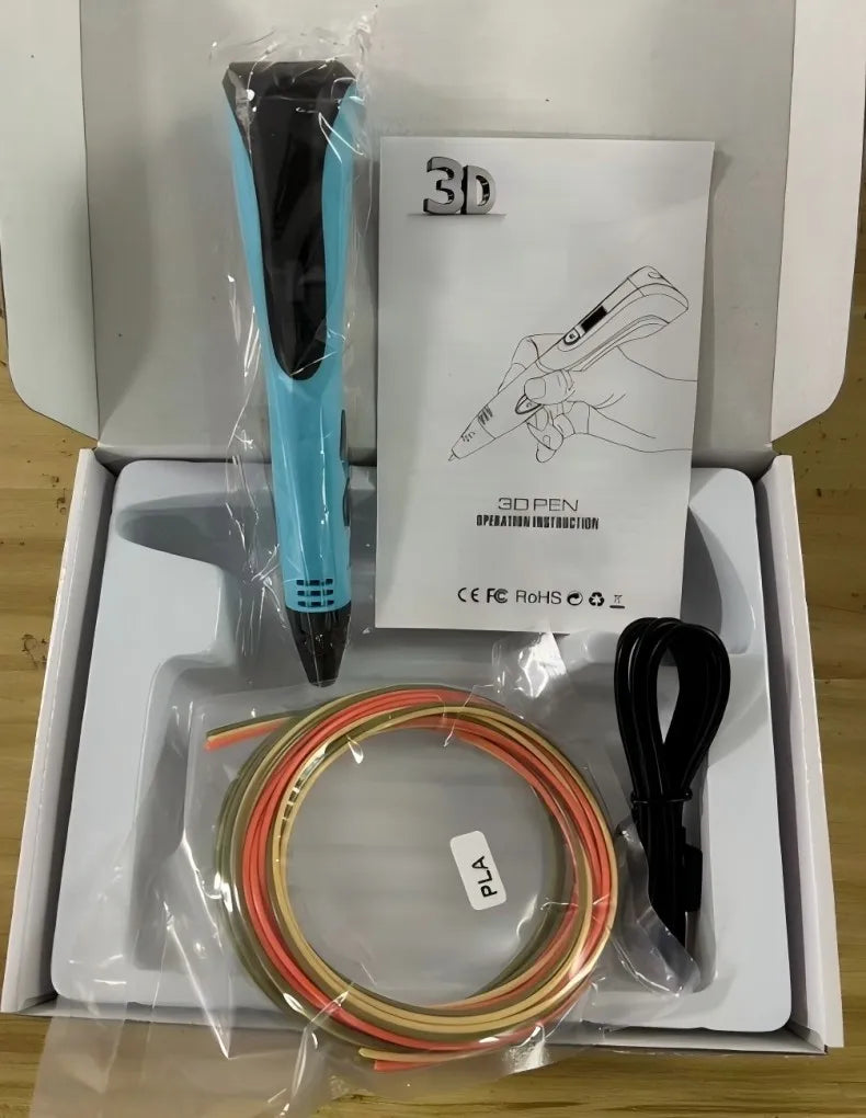 2024 New 3D Printing Pen 3D Pen for Children with Power Adapter 50M PLA Filament Travel Case Birthday Christmas Gift for Kids